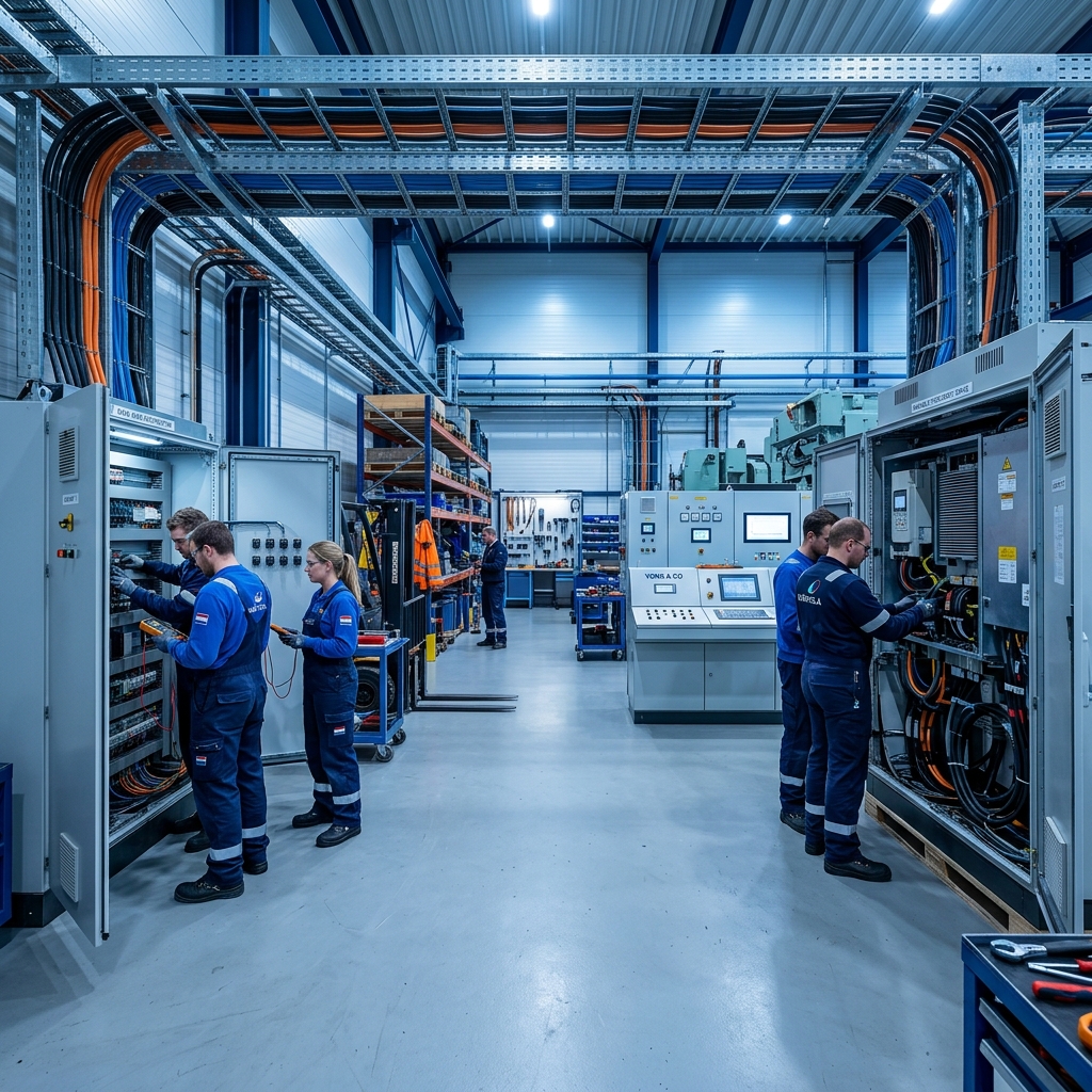 D&A Electric werkplaats — engineers werken aan maritieme aandrijfsystemen